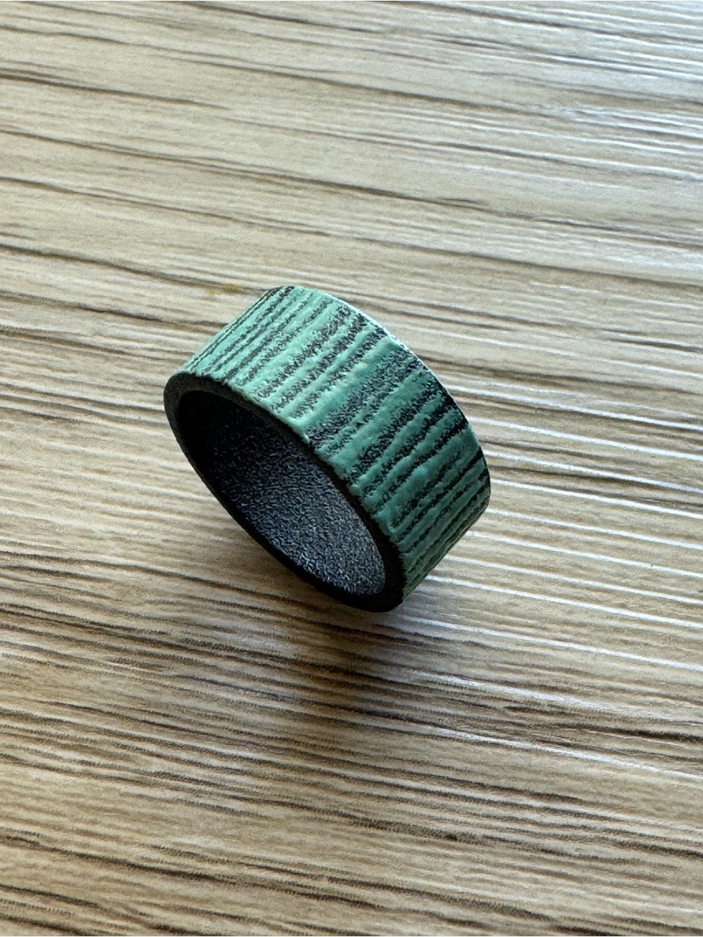 Handmade Iron and Enamel Turquoise Ring